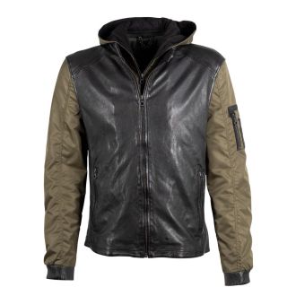 GM Leather jacket 1201-0465-Black/olive
